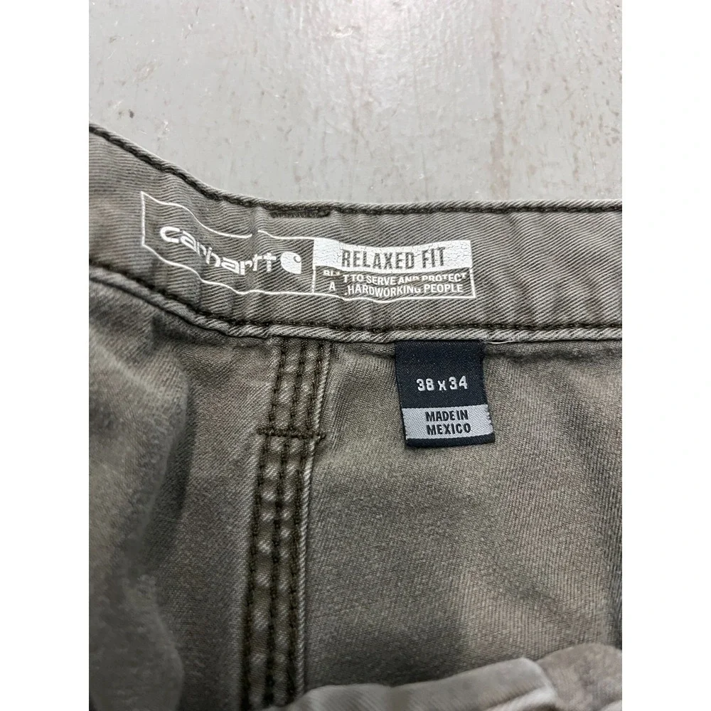 Carhartt Carpanter Pants‎ Men's Brown Cargo Pockets Relaxed Fit Workwear - 38X34